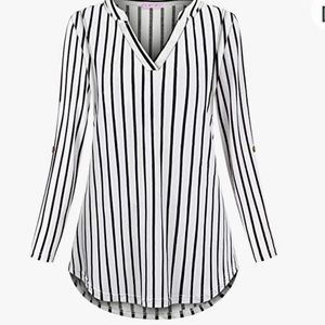 Nursing too black and white striped 3/4 sleeve